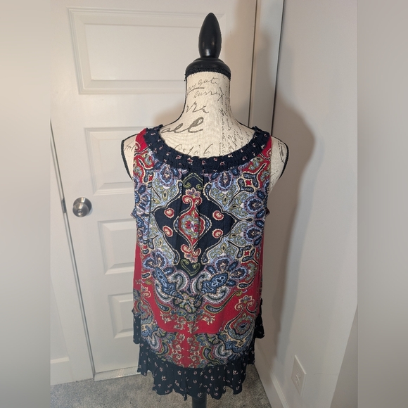 Bila Red and Blue Paisley Blouse Size M - Picture 2 of 8